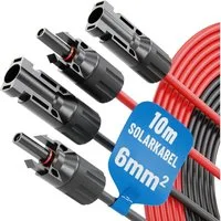 ABSINA 2x Solarkabel 6mm2 10m H1Z2Z2-K schwarz & rot - PV Kabel 6mm2 10m Solarkabel