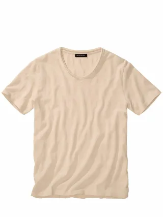 Mey & Edlich Herren Struktur-T-Shirt Beige 100 % Baumwolle (bio)