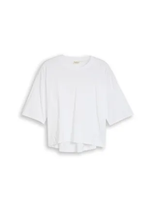 Denim Tom Tailor - Boxy Fit T-Shirt aus Baumwolle white - Gr. - S