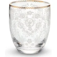 PiP Studio Glas Floral Clear Wasserglas 0,32l, Glas, Water Glass Floral 320ml