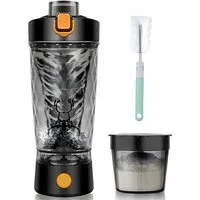 AKKEE Elektrischer Shaker 650ml-Sportbecher, Protein Shaker Elektrisch mit Pulverfach, BPA-frei, 3 W, USB Wiederaufladbar für Potein Pulver und Milchshake