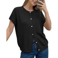 Arach&Cloz Kurzarmpullover Damen, Oversized, Basic Shirt (1-tlg) Weiches leichtes Basic für den Alltag