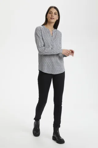 Langarm-Bluse Regular fit Midnight Marine / Chalk Fan blue white