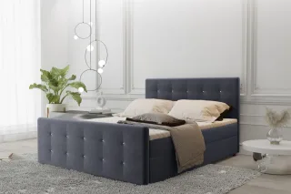 Boxspringbett Schlafzimmerbett MAURO 160x200cm Stoff Soro Anthrazit inkl.Bett...