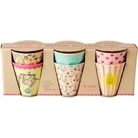 rice Becher Rice Melamin Kinderbecher Set - Funky Prints, 6-tlg., Melamin