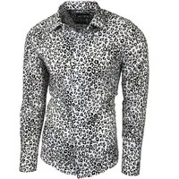 Baxboy Langarmhemd Baxboy Herren Hemd Freizeitshemd Langarm Blumen Casual Shirt