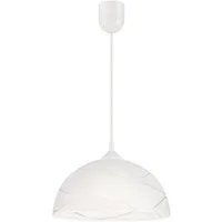 Licht-Erlebnisse Pendelleuchte ADANIA, ohne Leuchtmittel, Hängelampe Lampenschirm Glas Weiß Retro Küche Esstisch Leuchte