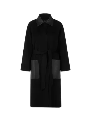 Marc Cain Collections - Kurzmantel mit Lederdetails black new - Gr. - 42