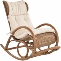 Krines Home Schaukelstuhl Luxor Schaukelstuhl Natur Rattan Schaukelsessel Relaxsessel, mit Polsterauflage