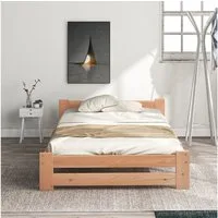 Flieks Futonbett, Einzelbett Massivholzbett mit Kopfteil und Lattenrost