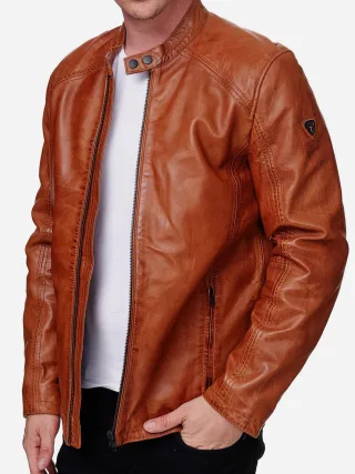 Tazzio Herren Jacke Lederjacke Echtleder