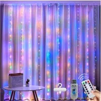 TUWENA LED-Lichterkette Lichtervorhang 3x3m LED Lichterkette, 300 LED Lichterketten mit 8 Modi