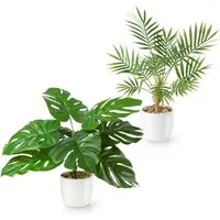 Kunstpflanze Tropische Kunstpflanzen wie echt in weißen Keramiktöpfen, Kunstpflanze Tropische Kunstpflanzen (u.a. Monstera & Areca Palmen), PASCH, Höhe 35 cm