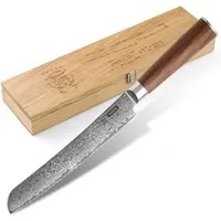 HITOFURI® Damastmesser HITOFURI® PANKIRI Damaskusmesser Brotmesser Premium Messer 73 Lagen, inkl. einer edlen Holzbox, Messerscheide, Pflegetuch sowie Pflegeöl
