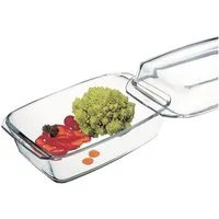 Auflaufform Bohemia Cristal Simax Schüssel eckig mit hohem Deckel 2,8 L, Glas