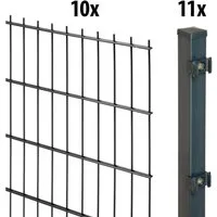 GARDEN 'N' MORE Doppelstabmattenzaun Standard, (21-St), 10 Elemente für 20 m, LxH: 200 x 183 cm, mit 11 Pfosten