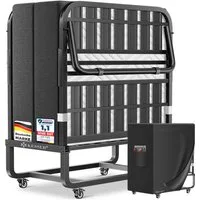 KESSER Gästebett 200x90cm Klappbett faltbares Reisebett mit Metallrahmen für Erwachsene (Metall Bett inkl. Matratze aus Memory-Schaum, Räder & Schutzhülle) Mobiles Bett belastbar bis 250kg mit abnehmbarem Bezug