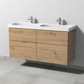 Sanipa 3way Waschtischunterbau zu Geberit Acanto Waschtisch mit 4 Auszügen, Eiche Natural-Touch SM42085