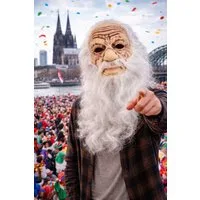 Kaiser24 Verkleidungsmaske Karneval Opa Maske Alter Mann Vollmaske mit Bart Erwachsene