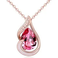 BUNGSA Ketten-Set Kette pinke Träne Rosegold aus Messing Damen (1-tlg), Halskette Necklace