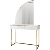 Lookway Schminktisch AURORA-Q GOLD mit Spiegel und Led Beleuchtung