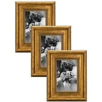 CABBEL Bilderrahmen Vintage Barock-Bilderrahmen Gold & Silber, Wohnzimmer, viele Größen, für 3 Bilder (3 St), 10x15 cm Vintage Barock Ornament Fotorahmen Gold