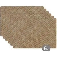 MuchoWow Platzset Muster - Beige - Rattan-Druck, (6-St), Platzsets, Tischset, Abwaschbar, Tischsets, Platzdeckchen