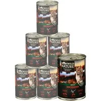 Dehner Wild Nature Hochmoor Adult Ente / Pute, 6 x 200 / 400g Dose Ente, Nassfutter für: Katze, Nassfutter für ausgewachsene Katzen, glutenfrei