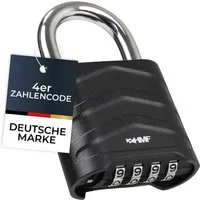 HMF Vorhängeschloss Zahlenschloss Vorhängeschloss, Schloss mit 4-stelligem Zahlencode, aus Aluminiumlegierung, 5,6 x 2,6 x 8,7 cm Schwarz