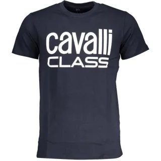 Cavalli Class Fetziges Weißes Logo Navy Blau T-Shirt