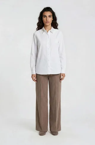 Milano Italy - shirt blouse 1/1 sleeve with front pocket with emb on collar white - Gr. - 36