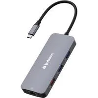 USB-C Pro Multiport-Hub CMH-09, 9 Port , Dockingstation grau, HDMI, RJ-45, 3x USB-A, 2x USB-C, SD, microSD