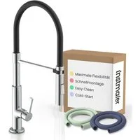 instmaier Küchenarmatur Nova, Spültischarmatur mit hohem Auslauf, flexible Handbrause mit austauschbaren, farbigen Schläuchen, 2 Strahlarten