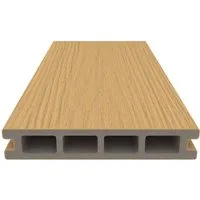 Gartenwelt Riegelsberger Terrasse WPC Terrassendiele 25x140 mm Hohlprofil ummantelt, BxT:20x14 cm, Beidseitig verwendbar - Holzmaserung grob und fein