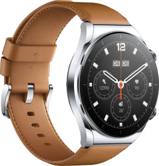 Xiaomi Watch S1 [inkl. Lederarmband braun] 46mm Edelstahlgehäuse silber