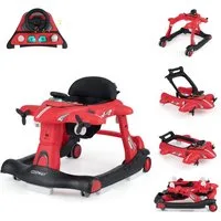 COSTWAY Lauflernhilfe, 6 in 1 mit abnehmbarer Spieluhr, Licht, ab 6 Monaten