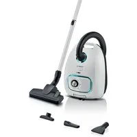 BOSCH Bodenstaubsauger Serie 4 ProHygienic BGD41HYG, ideal für Allergiker, Hygiene-Filter, 600 W, mit Beutel, 10 Jahre Motorgarantie, integriertes Zubehör, langes Kabel, weiß