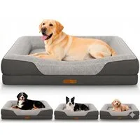 ELONEO Hundebett ELONEO - Orthopädisches Premium Hundebett, gelenkschonend, waschbar, Aus kuscheligem Sherpa-Fleece und strapazierfähigem Sofastoff