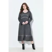 Ulla Popken Jerseykleid Midikleid Cupromix A-Linie V-Ausschnitt 3/4-Arm