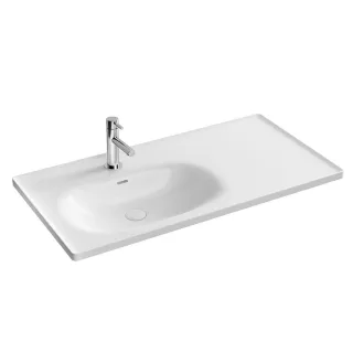 VitrA Equal Möbelwaschtisch 100 cm asymmetrisch mit Hahnlochbank mit Hahnloch,7243B403-0001 7243B403-0001