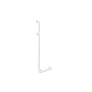 Hewi System 900 Winkelgriff mit Brausehalter 900.33.20260AS 1250 x 450 mm, pulverbeschichtet weiß tiefmatt, Ausführung links