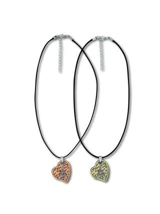 Steuer Modeschmuck Kette Freundschaftskette aus 2 Herzen "Paris" an Kordel