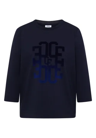 CECIL - 3/4-Arm Shirt mit Rundhals und Wording urban dark blue - Gr. - L