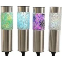 Lumineo LED Solarleuchte Solar Stabbeleuchtung Edelstahl 4 Farben Ø6cm H.22cm Stückpreis