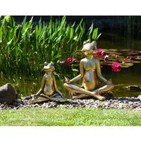 GILDE Dekoobjekt Meditierende Frosch Yoga Figur in Gold Zen Garten Höhe 34cm oder 62cm