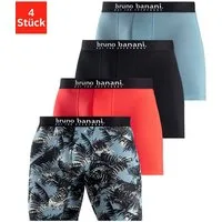 Bruno Banani Langer Boxer (Packung, 4-St., 4er-Pack) Langes Bein, Palmendruck und unifarben aus Baumwollmischung