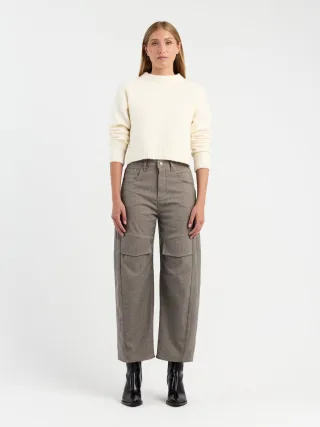 GANG Damen Hosen 94ODELIA FLAP - o-shape fit Hose cream stripe