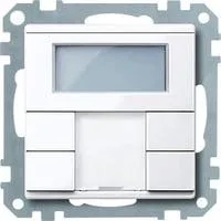 Taster 2-fach mit Raumtemperaturregler für System M, mit Display und Busankopplung weiß (glänzend), Retail