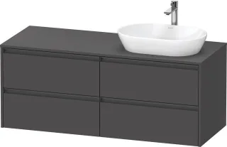 Duravit Ketho.2 Konsolenwaschtischunterbau wandhängend Graphit Matt 1400x550x568 mm - K24898R4949000 K24898R49490000