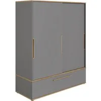 PAIDI Schiebetürenschrank STIENE in Beige oder Grau, 2 Türen und 1 Schublade mit Soft-Close (B/H/T ca. 164/200/62cm) mit Kleiderstangen+Einlegeböden, Kleiderschrank mit Massivholzgriffen